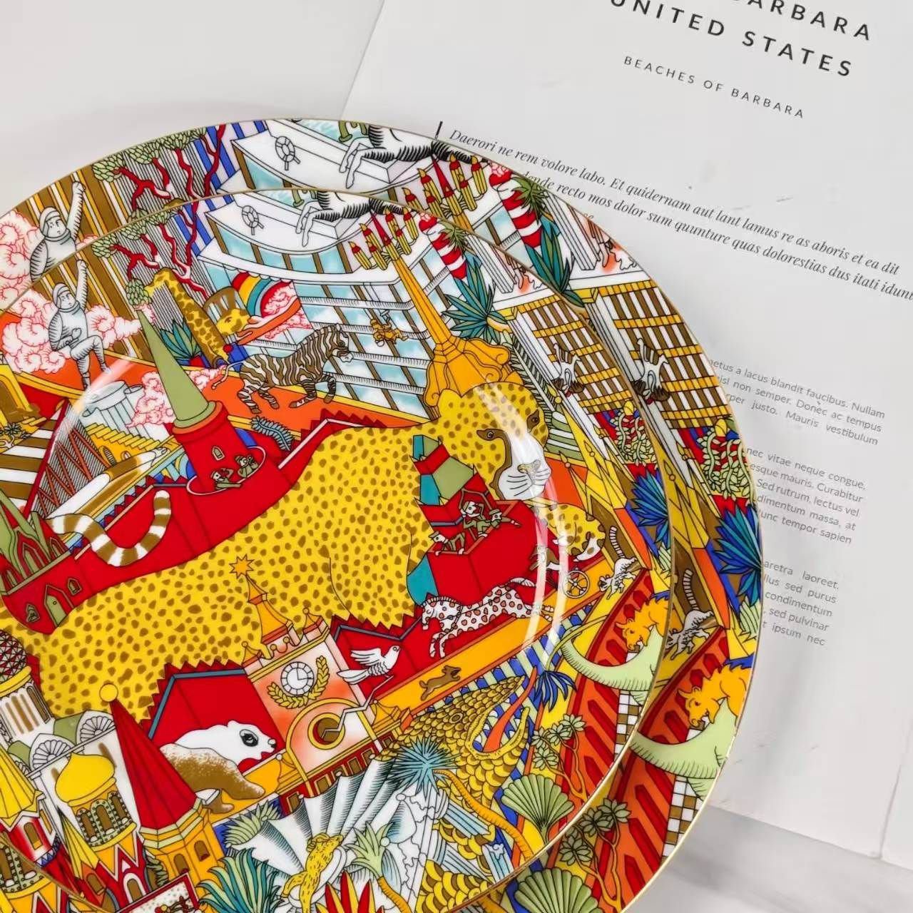 A set of porcelain plates from Hermes with a "Forest Animals" pattern. Two plates. - Image 2 of 2